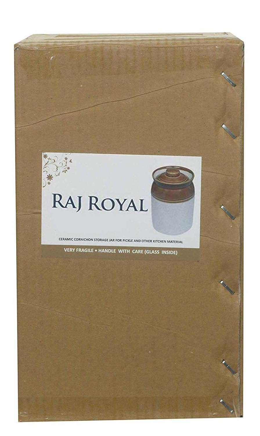 RAJ ROYAL Ceramic Pottery Hand Painted Cornichon Crockery Pulses Dry Fruit Tea Pickle Coffee Multipurpose Food Storage Jar Container with Lid For Kitchen Home