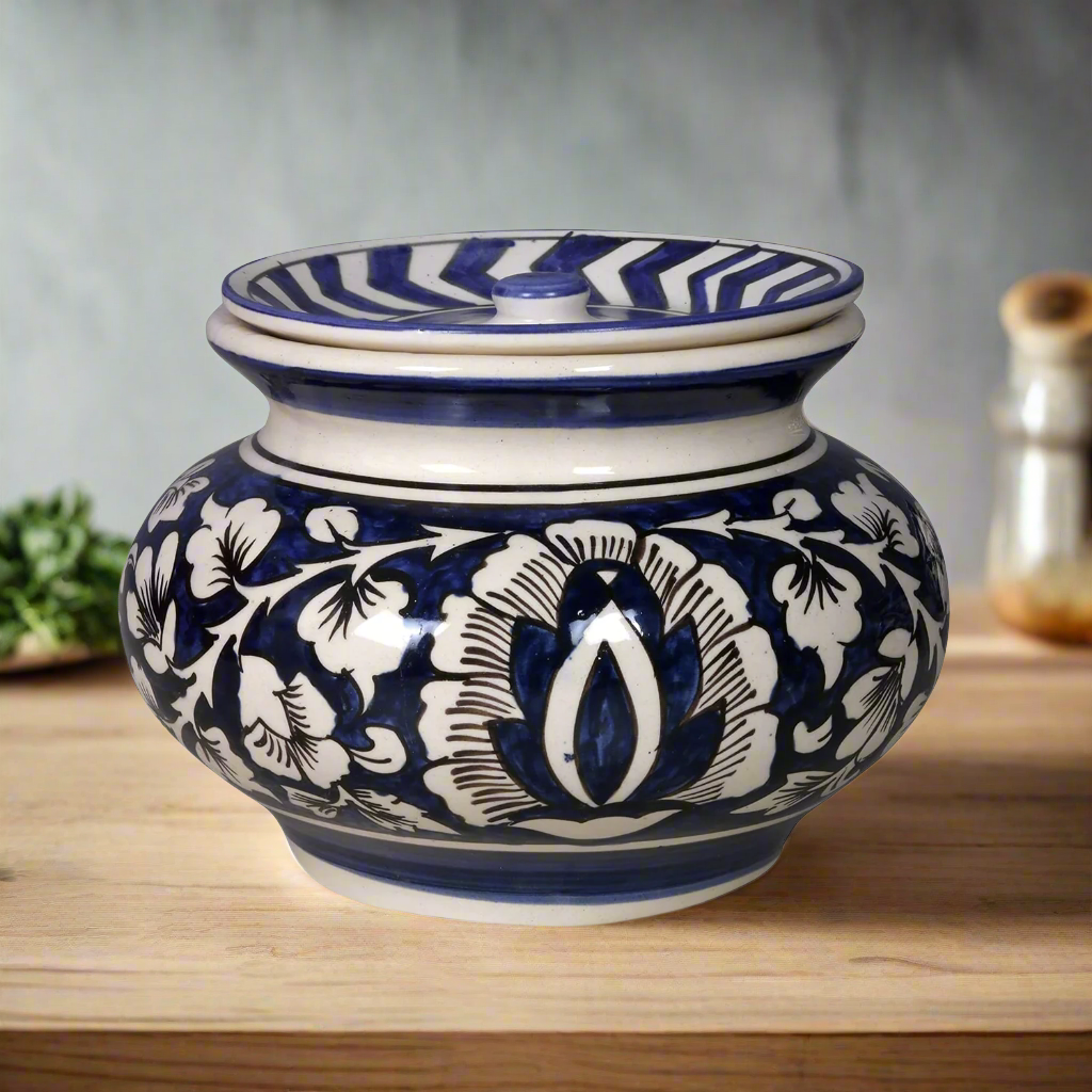 Ceramic Cornichon Storage Jar for Pickle Dry Items (13 x 13 x 12.5 cm -1450 ML)