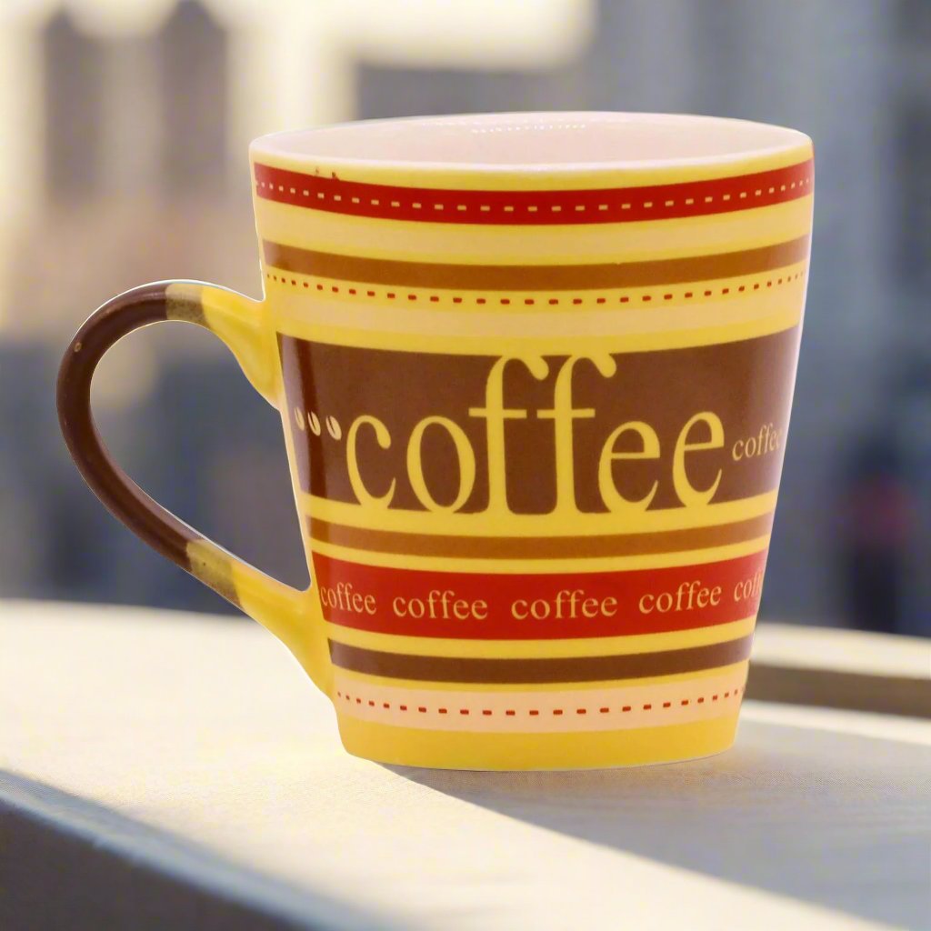 RAJ ROYAL Coffee Lining Printed Design Cups for Green Tea Coffee Milk Mug Kulhad Tea Cups for Girlfriend Boyfriend Best Friend Small Kids Couples Gift Item 300 ml (Brown)