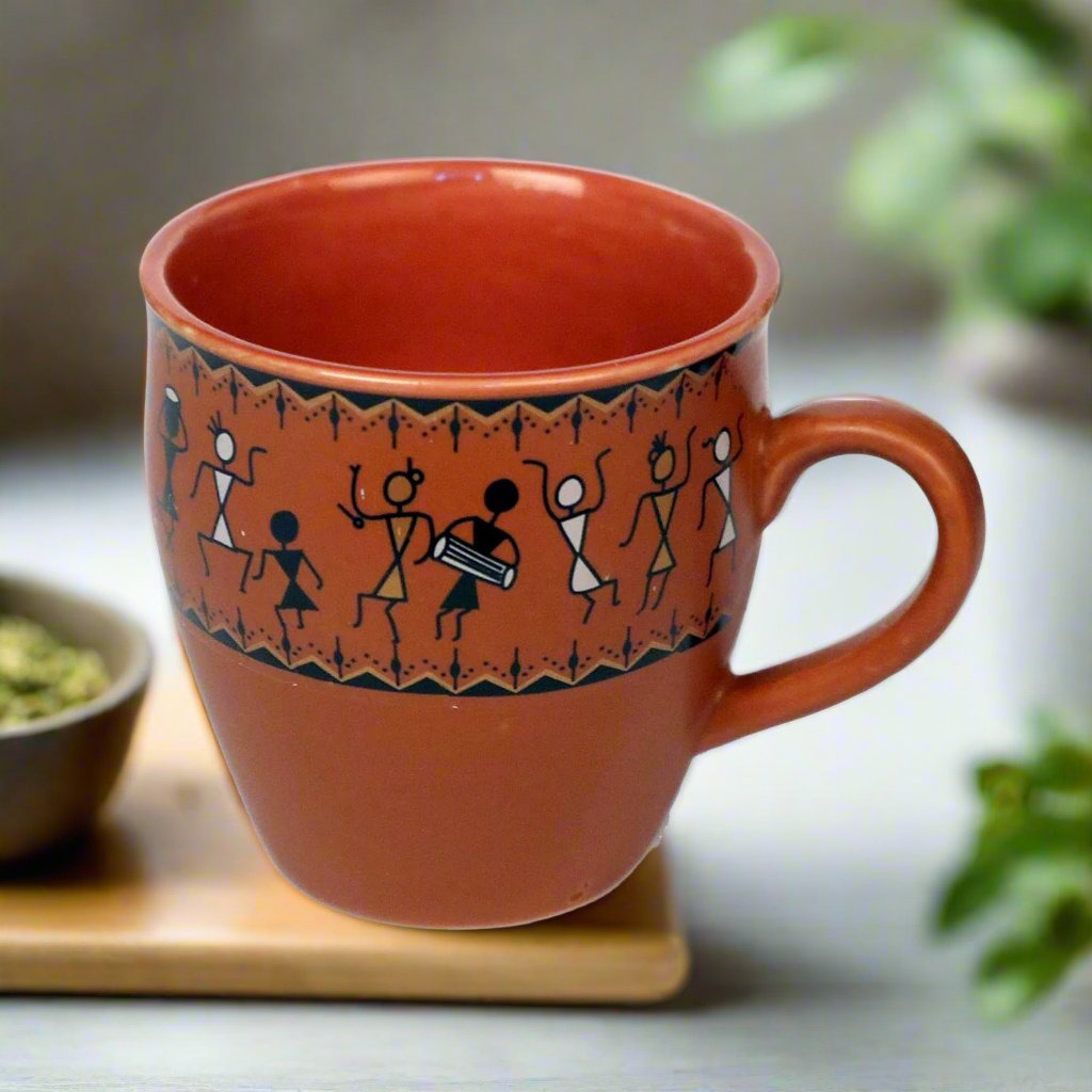 RAJ ROYAL Ceramic Fancy Printed Kulhad Tea/Coffee Cup (Set of 6 with 2 Snack Bowl)