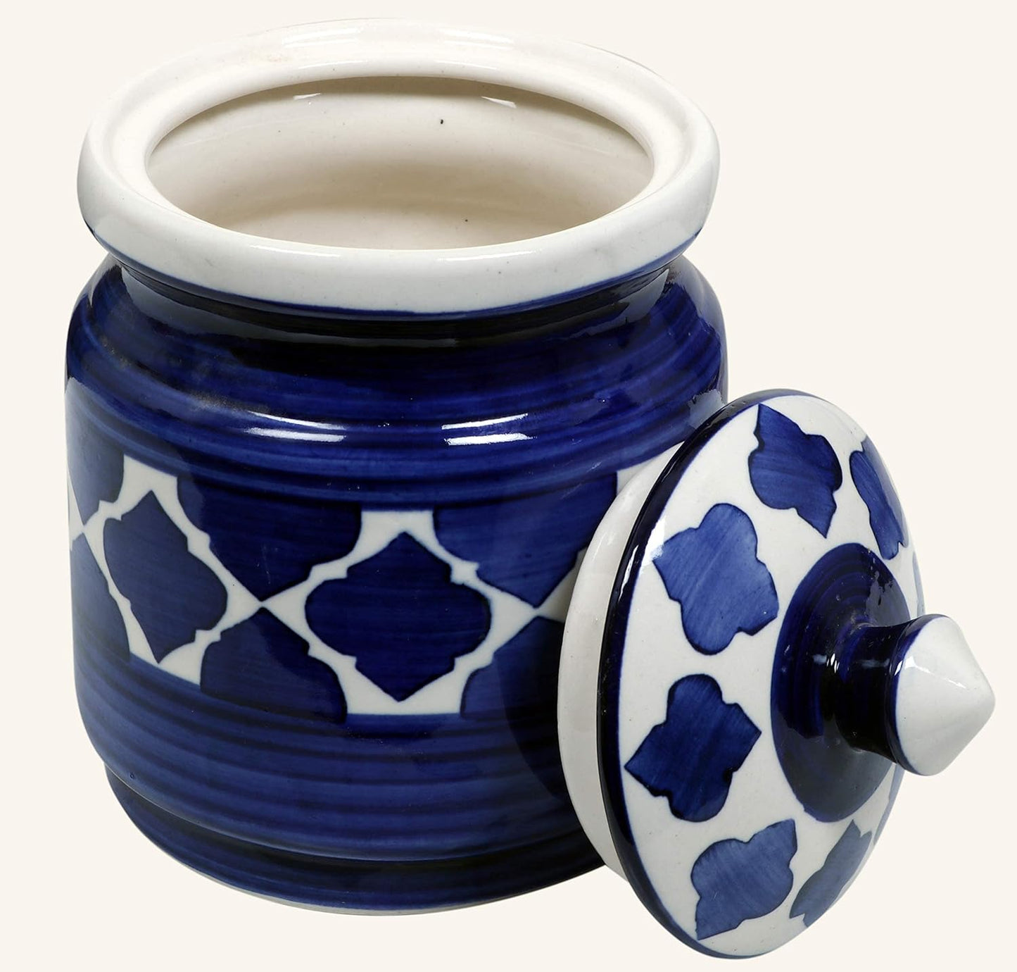 RAJ ROYAL Ceramic Storage Container Jar with Lid Storage Canister (Blue) -1.25 kg