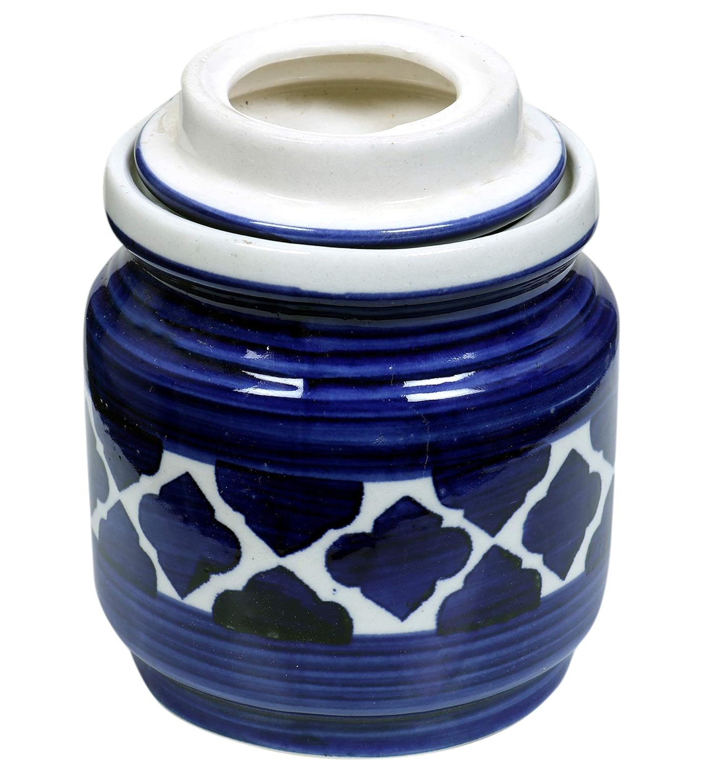 RAJ ROYAL Ceramic Storage Container Jar with Lid Storage Canister (Blue) -1.25 kg
