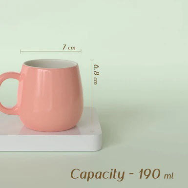 Pink Ceramic Ovule Shape Cups Set of 6 (Set of 6)