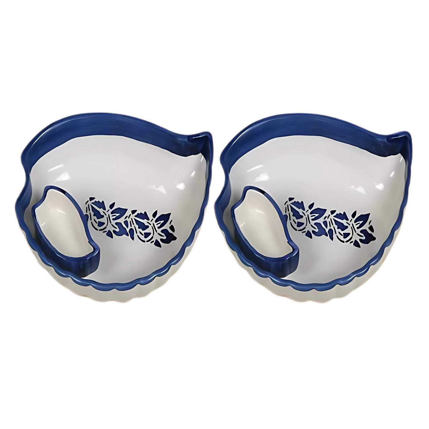 Ceramic Plate for Nasta Samosa Tray Serving with Attached Small Chutney Bowl