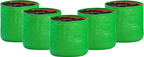 "Raj Royal Heavy Duty HDPE UV Stabilized Plant Grow Bags 15 x 15 inch, 260 GSM Strong, Home Gardening / Terrace And Balcony Gardening Leafy Vegetable Planting Pots, Plant Bags (Pack of 5)"
