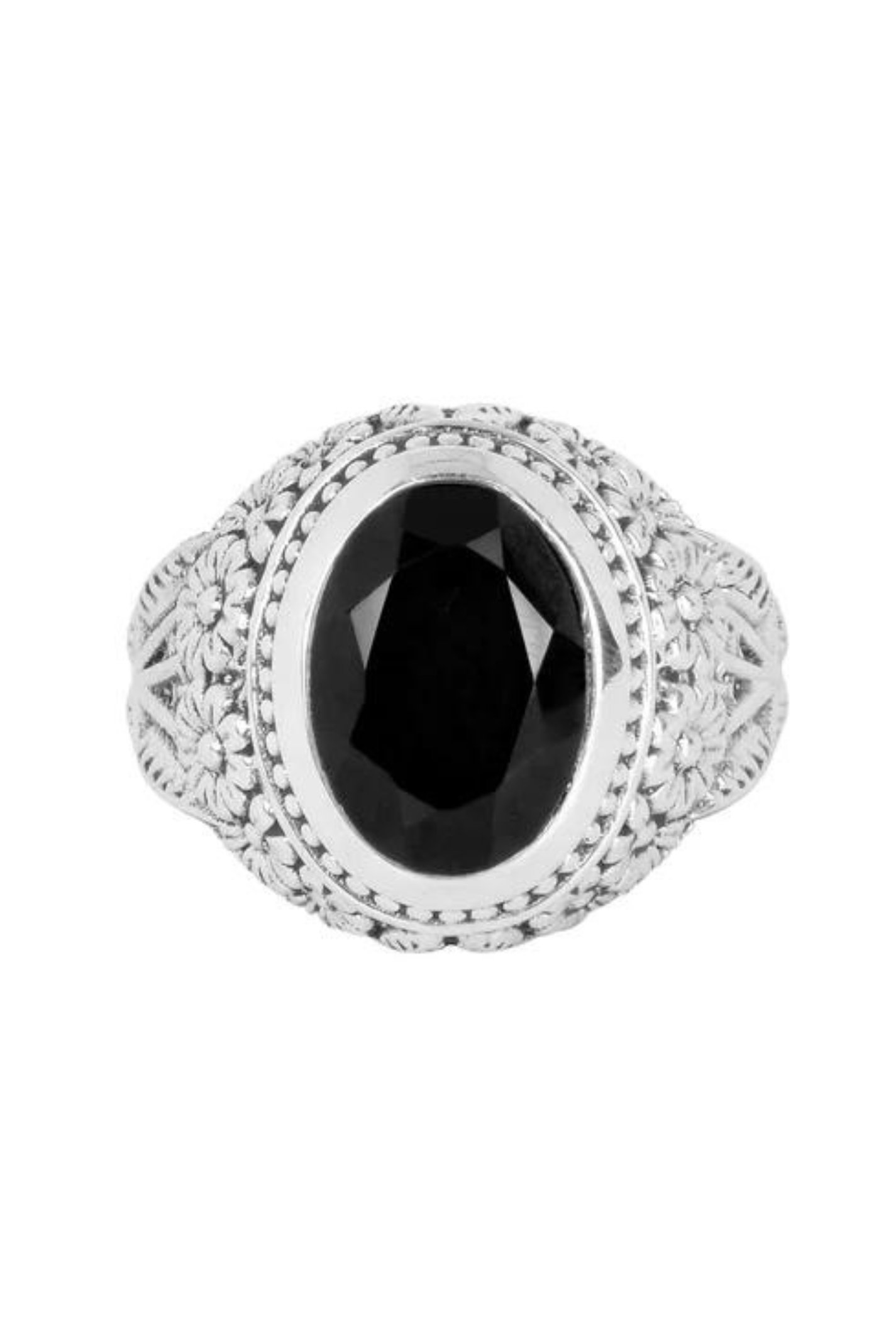 RAJ ROYAL Natural Black Onex Finger Ring in 925 Sterling Silver