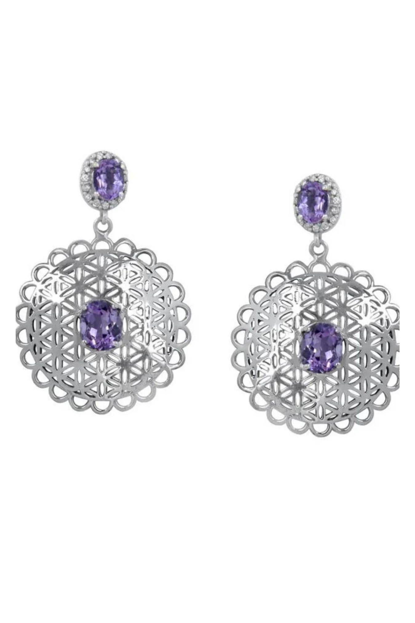 RAJ ROYAL Natural Amethyst Stud Earring Set in 925 Sterling Silver