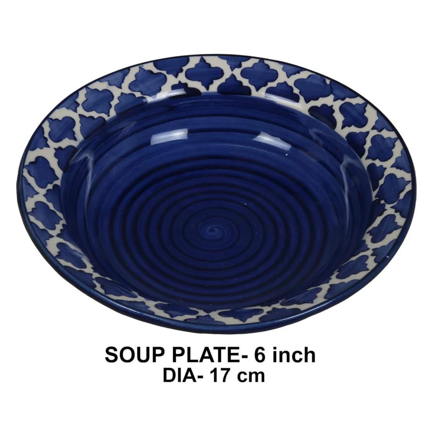 RAJ ROYAL Ceramic Hand-Painted Microwave & Oven Safe Pasta Plate| Soup Plate | Snack Plates - Set of 2 Plates (10 Inch, Seashell Blue)