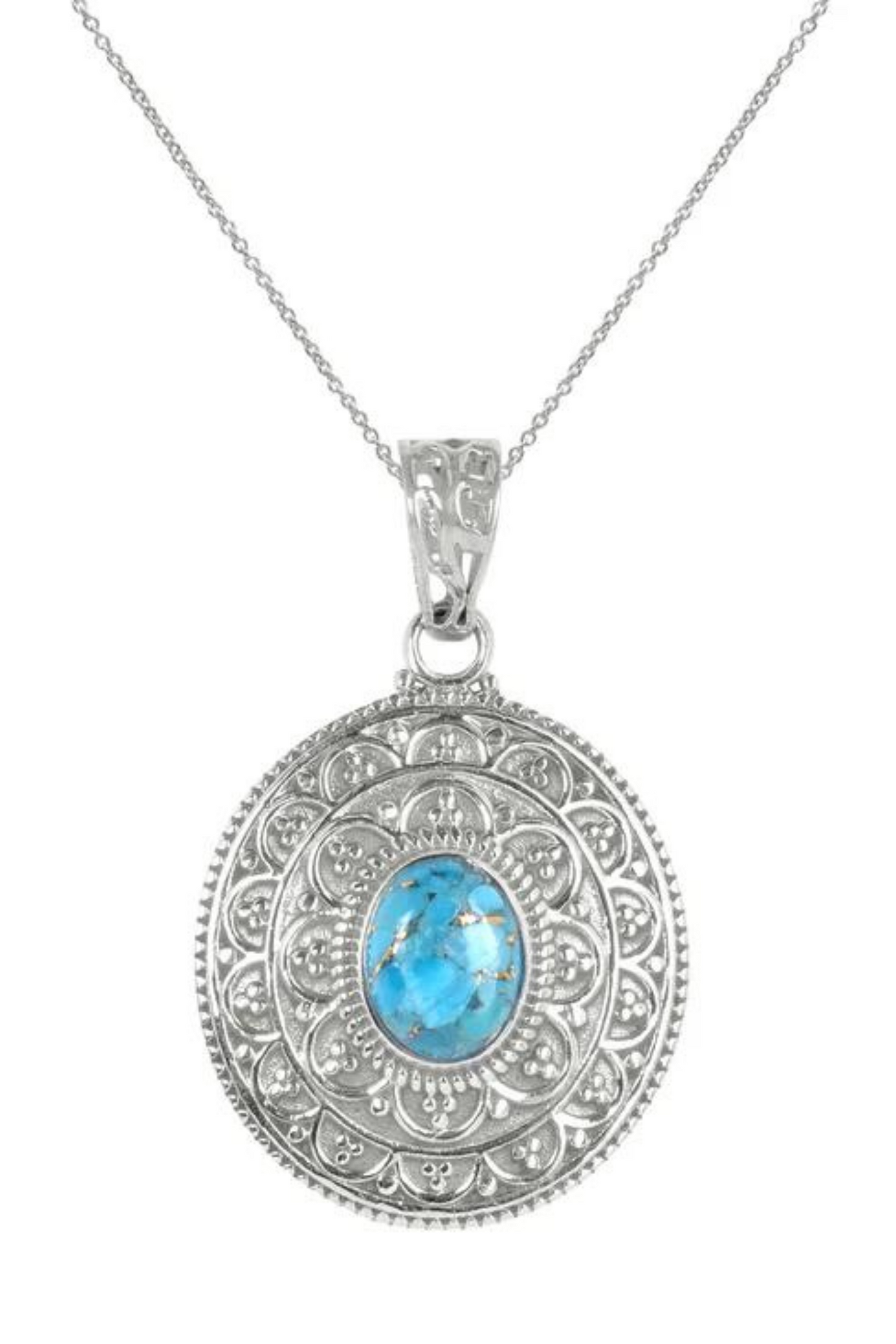 RAJ ROYAL Natural Turquoise Pendant in 925 Sterling Silver
