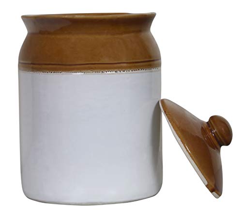 RAJ ROYAL Ceramic Pottery Hand Painted Cornichon Crockery Pulses Dry Fruit Tea Pickle Coffee Multipurpose Food Storage Jar Container with Lid For Kitchen Home
