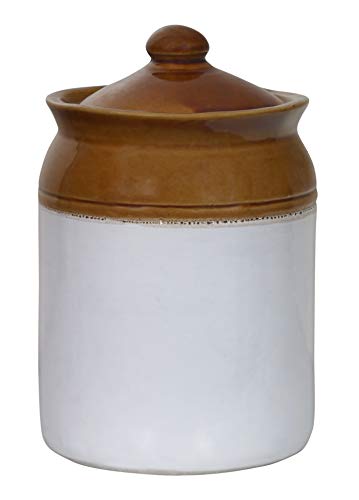 RAJ ROYAL Ceramic Pottery Hand Painted Cornichon Crockery Pulses Dry Fruit Tea Pickle Coffee Multipurpose Food Storage Jar Container with Lid For Kitchen Home