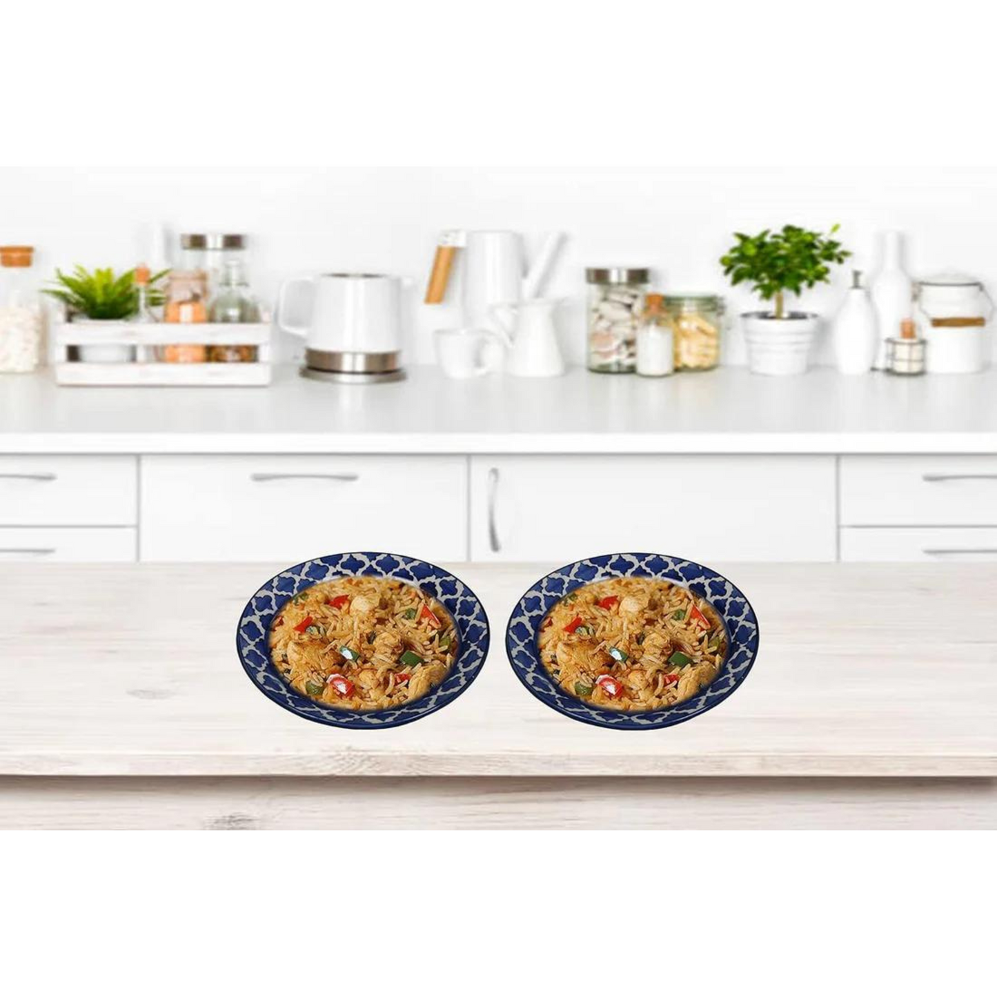 RAJ ROYAL® Ceramic Soup Plate for Dinner Set of 2 Pcs 10 Inch (Blue)