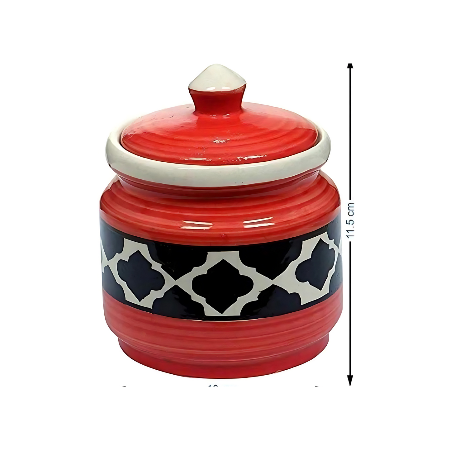 RAJ ROYAL Blue Pottery Hand Painted Cornichon Storage Jar Container with Lid Ceramic Food Storage Multipurpose Storage Container for Home (Set of 2, 750Grm, Blue)