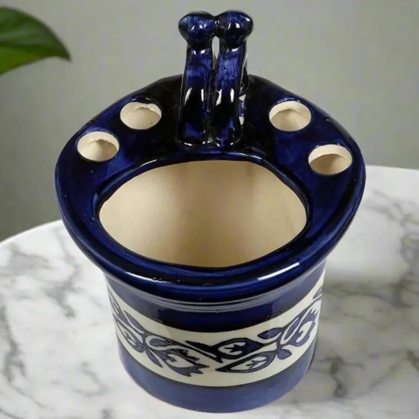 RAJ ROYAL Ceramic Bathroom Accessory Holder for Home - Soap Dish/Shop Dispenser Toothbrush Holder Bathroom Set (Blue, Set of 3)