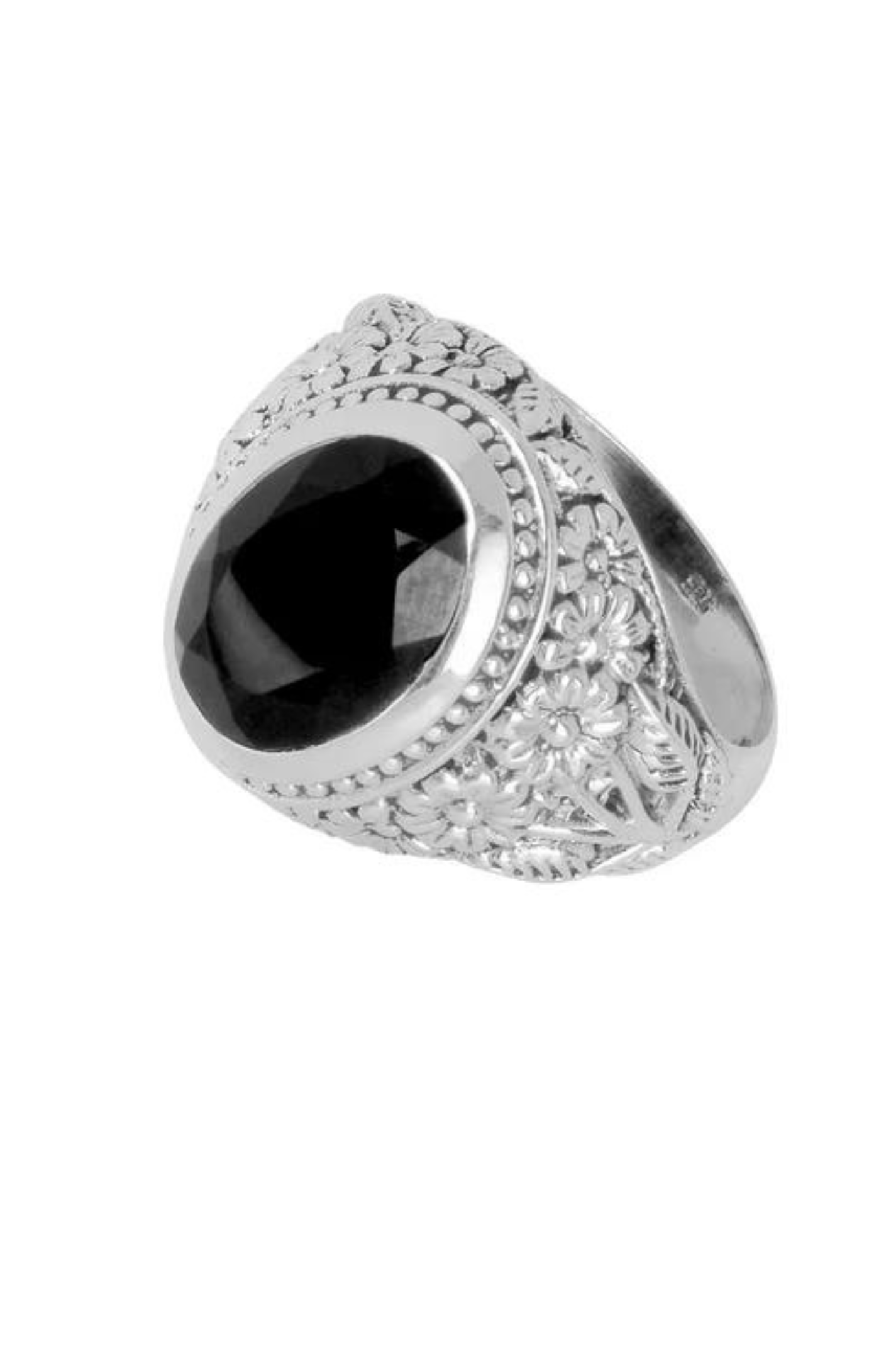 RAJ ROYAL Natural Black Onex Finger Ring in 925 Sterling Silver