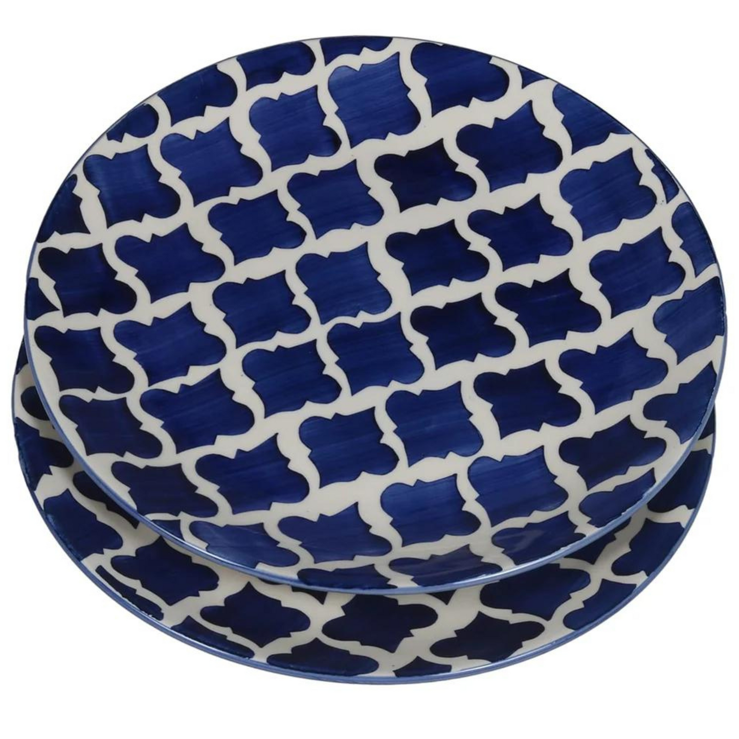 RAJ ROYAL Multipurpose Microwave Safe Ceramic Hand Painted Dinner Plates 10 Inch Dinnerware Serving Plate Set of 2 Plates (Seashell Blue)