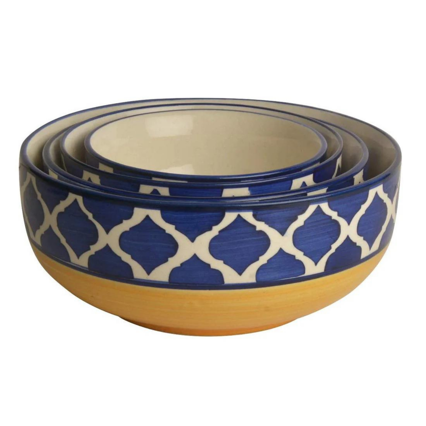 RAJ ROYAL Handmade Ceramic Serveware Bowls Dessert Latest Green Design Bowl Dinner Set of 4 Pc's as a Kitchen Serving Set Pudding Multipurpose Katori for Serving Dish in Home