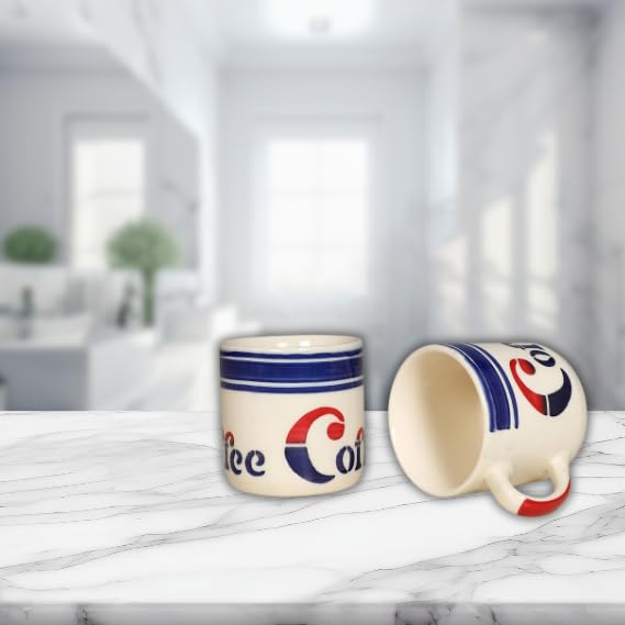 RAJ ROYAL Ceramic Mugs 250ml - Coffee/Tea Mugs - Microwave, Dishwasher Safe Tea Cups for Daily Use & Party (Set of 2 Cups)