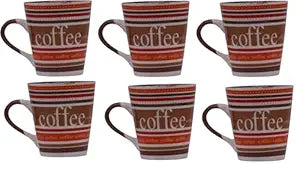 Raj Rayol Handcrafted Microwave Safe Pure Ceramic Coffee Mug/Tea Cup Set with Handle Set of 6 (Blue & Yellow)