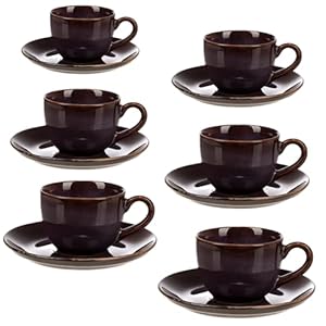 Raj Royal Stylish Floral Print Ceramic Tea/Coffee Cups Set of 6 with 2 Snack Bowl (350ML)