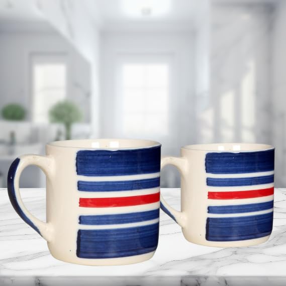 RAJ ROYAL Ceramic Mugs 250ml - Coffee/Tea Mugs - Microwave, Dishwasher Safe Tea Cups for Daily Use & Party (Set of 2 Cups)