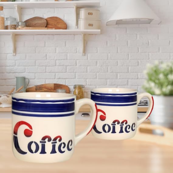 RAJ ROYAL Ceramic Mugs 250ml - Coffee/Tea Mugs - Microwave, Dishwasher Safe Tea Cups for Daily Use & Party (Set of 2 Cups)