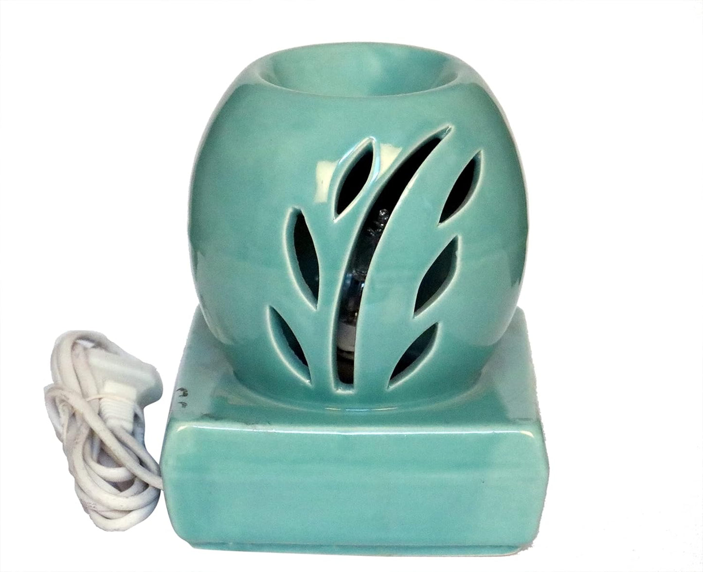 RAJ@ROYAL® Green Oval Shaped Ceramic Electric Aroma Diffuser Essential Oil Burner Air Freshener for Home SPA Office Decor (15 x 12 cm, Green)