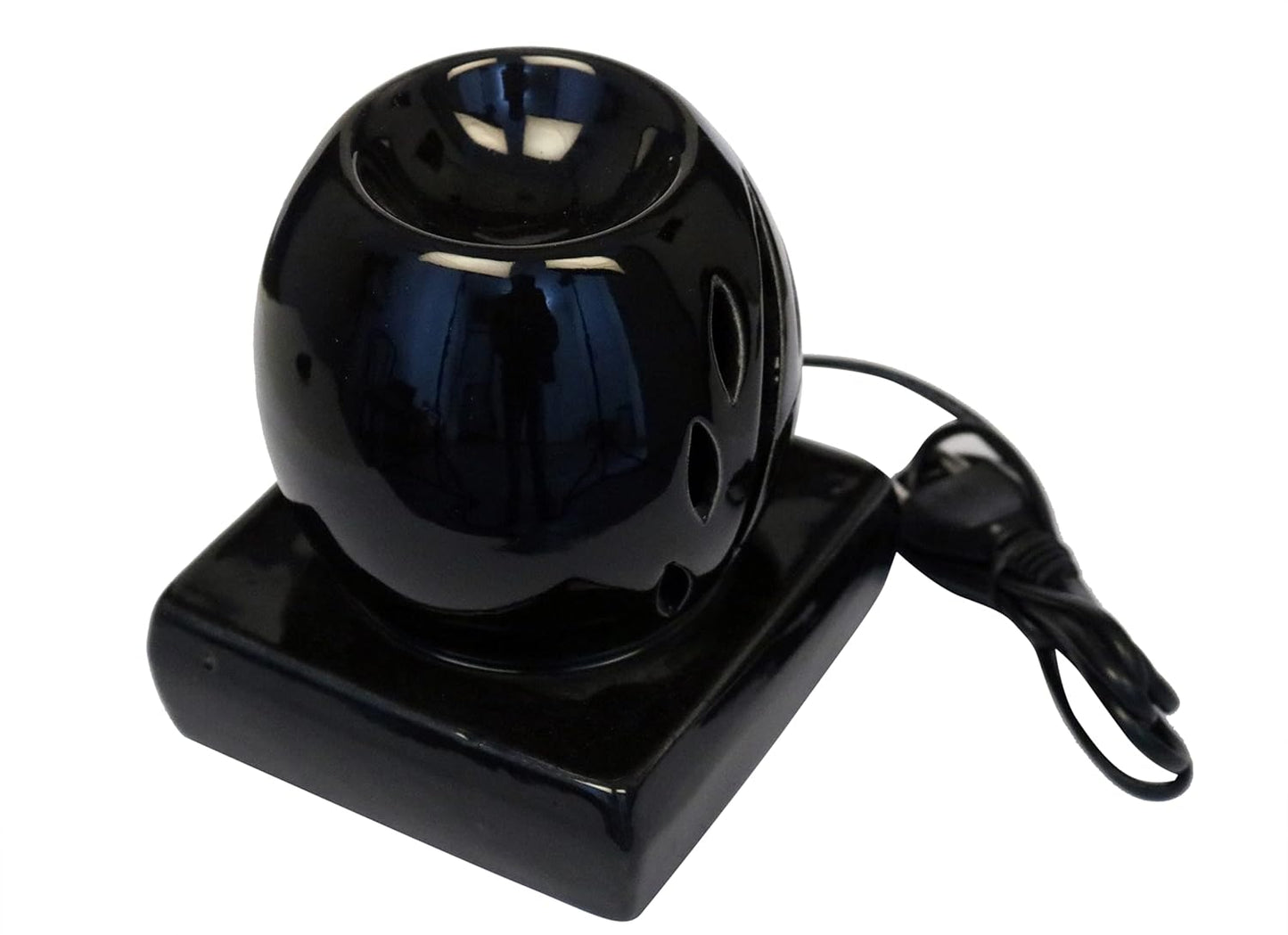 RAJ@ROYAL® Black Oval Shaped Ceramic Electric Aroma Diffuser Essential Oil Burner Air Freshener for Home SPA Office Decor (15 x 12 cm, Black)