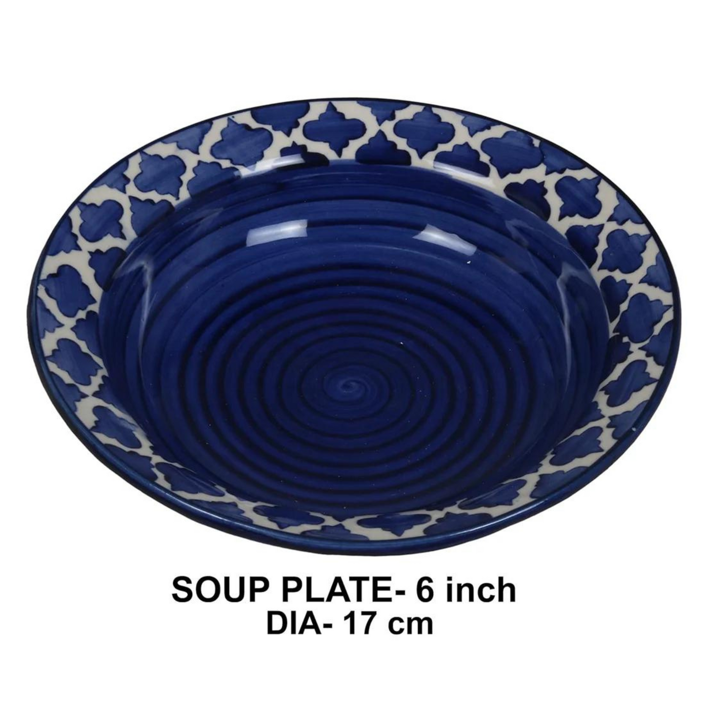 RAJ ROYAL® Ceramic Soup Plate for Dinner Set of 6 Pcs 6 Inch (Blue)