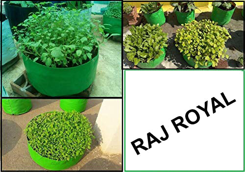 "Raj Royal Heavy Duty HDPE UV Stabilized Plant Grow Bags 24 x 9 inch, 260 GSM Strong, Home Gardening / Terrace And Balcony Gardening Leafy Vegetable Planting Pots, Plant Bags (Pack of 5)"