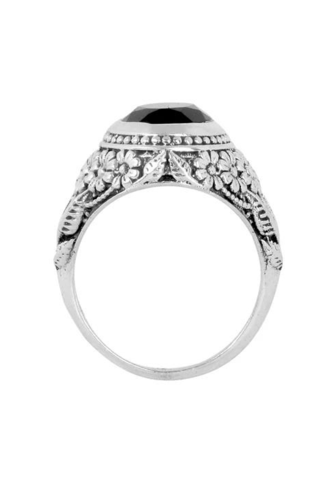 RAJ ROYAL Natural Black Onex Finger Ring in 925 Sterling Silver