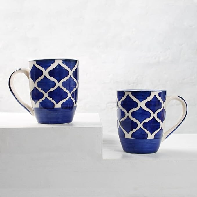 RAJ ROYAL Ceramic Mugs 250ml - Coffee/Tea Mugs - Microwave, Dishwasher Safe Tea Cups for Daily Use & Party (Set of 2 Cups)