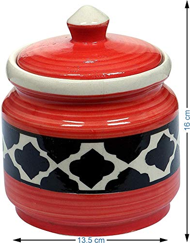 RAJ ROYAL Ceramic Storage Container Jar with Lid Storage Canister Red