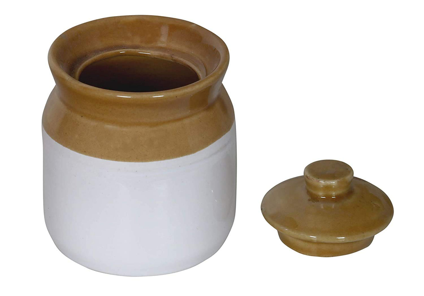 RAJ ROYAL Ceramic Storage Jar for Pickle Set of 6 (White & Brown)