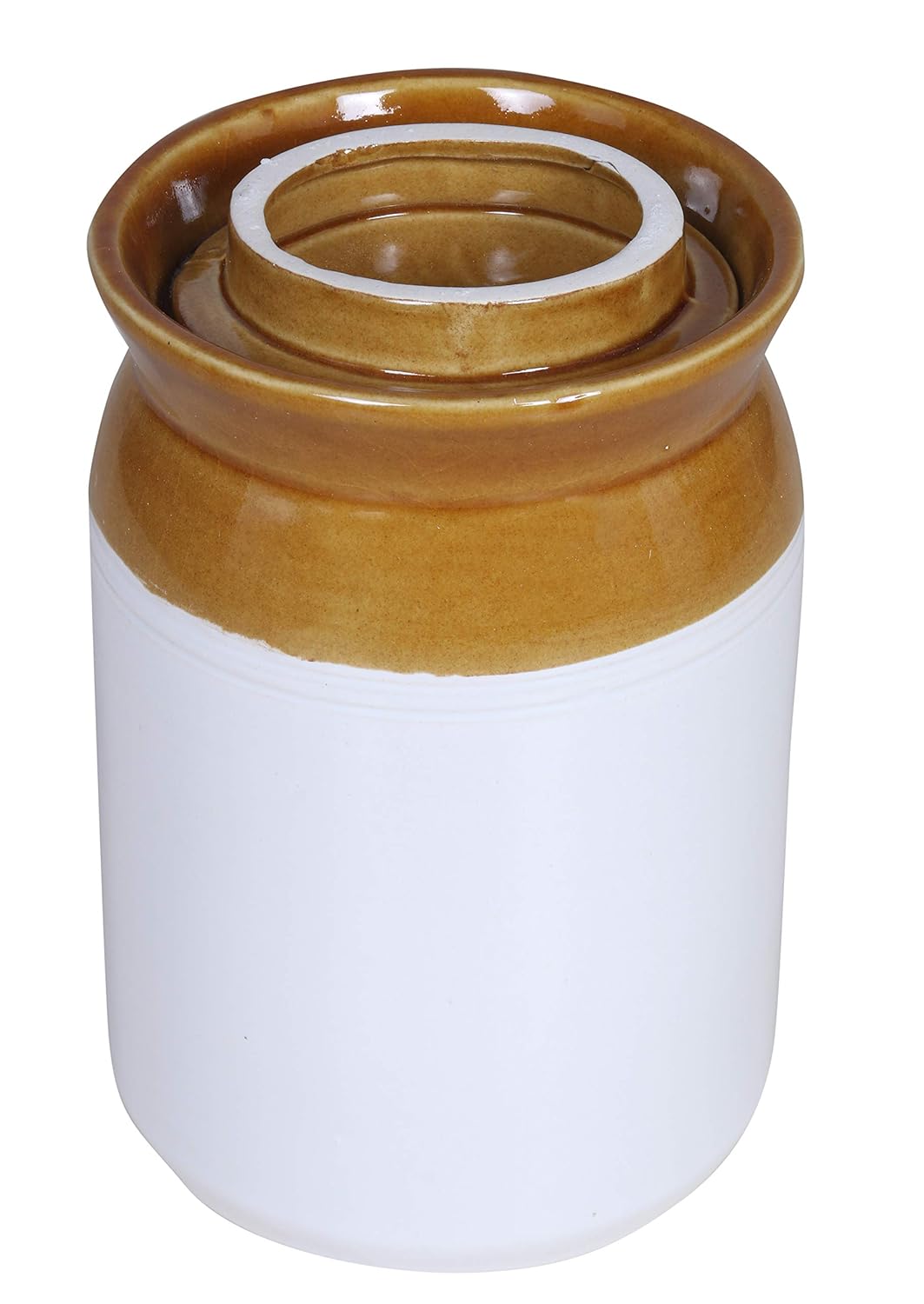RAJ ROYAL Hand Painted Ceramic Cornichon Storage Jar for Pickle Dry items White Pottery Dry Food Storage Container Donga with Lid For Kitchen, Home - Multipurpose Storage Canister (Blue)