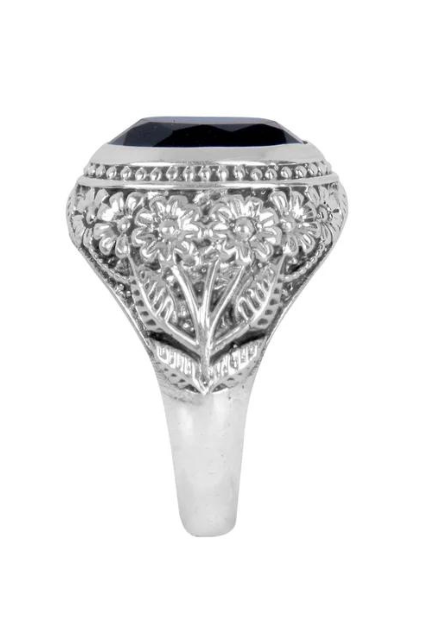 RAJ ROYAL Natural Black Onex Finger Ring in 925 Sterling Silver