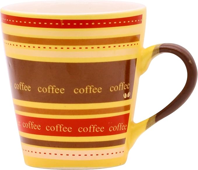 Raj Rayol Handcrafted Microwave Safe Pure Ceramic Coffee Mug/Tea Cup Set with Handle Set of 6 (Blue & Yellow)