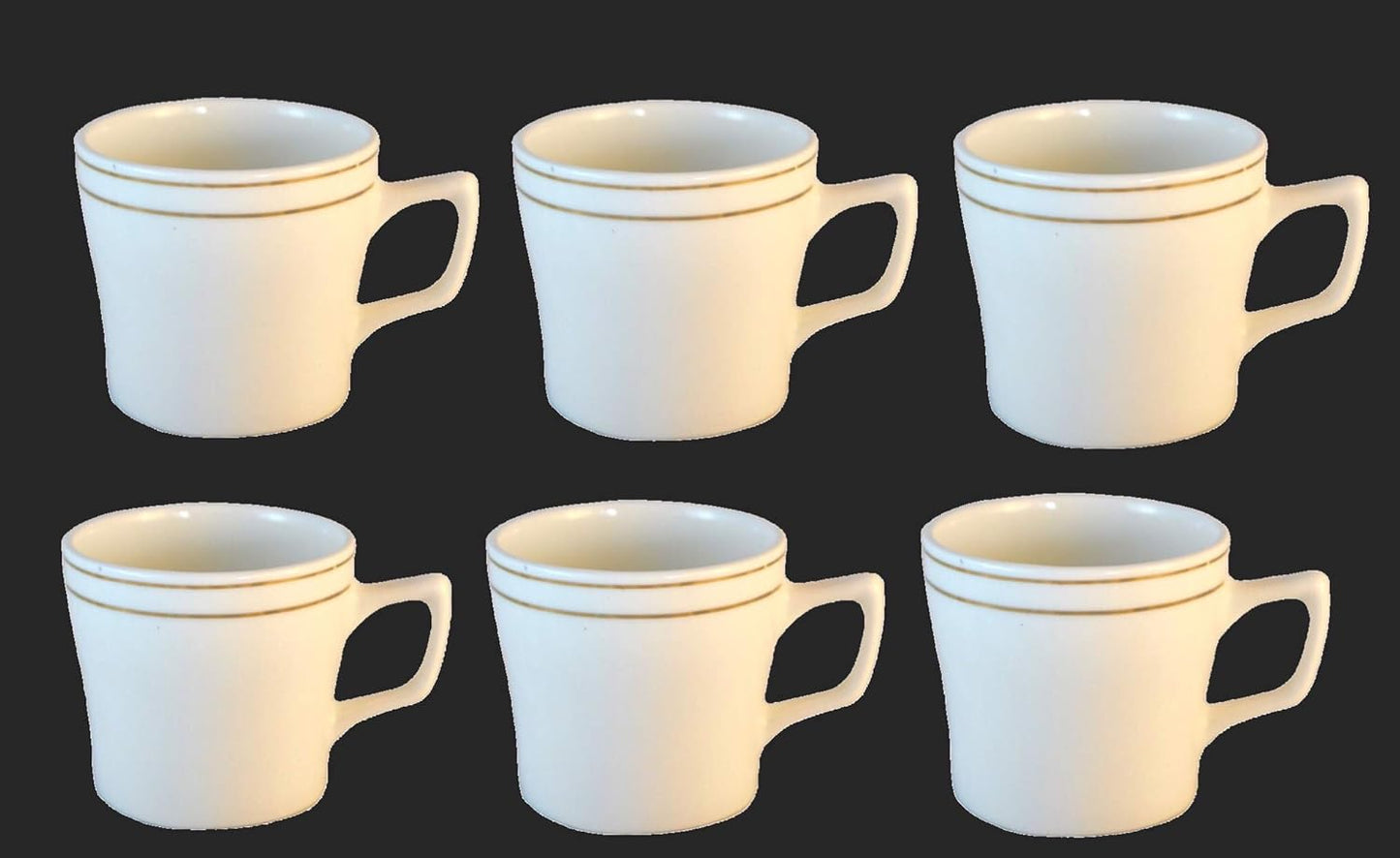 RAJ ROYAL Bone China Tea Coffee Cup Set Plain with Gold Line (Set of 6, 125 ML Each)