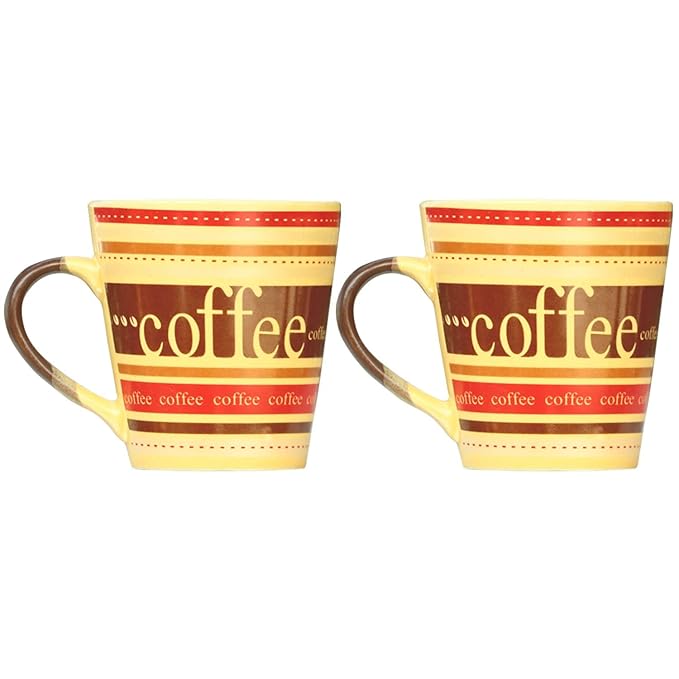Raj Rayol Handcrafted Microwave Safe Pure Ceramic Coffee Mug/Tea Cup Set with Handle Set of 6 (Blue & Yellow)