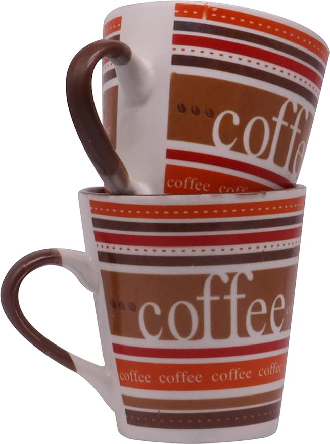 Raj Rayol Handcrafted Microwave Safe Pure Ceramic Coffee Mug/Tea Cup Set with Handle Set of 6 (Blue & Yellow)