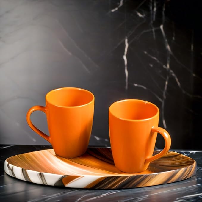 RAJ ROYAL Ceramic Mugs 250ml - Coffee/Tea Mugs - Microwave, Dishwasher Safe Tea Cups for Daily Use & Party (Set of 2 Cups)