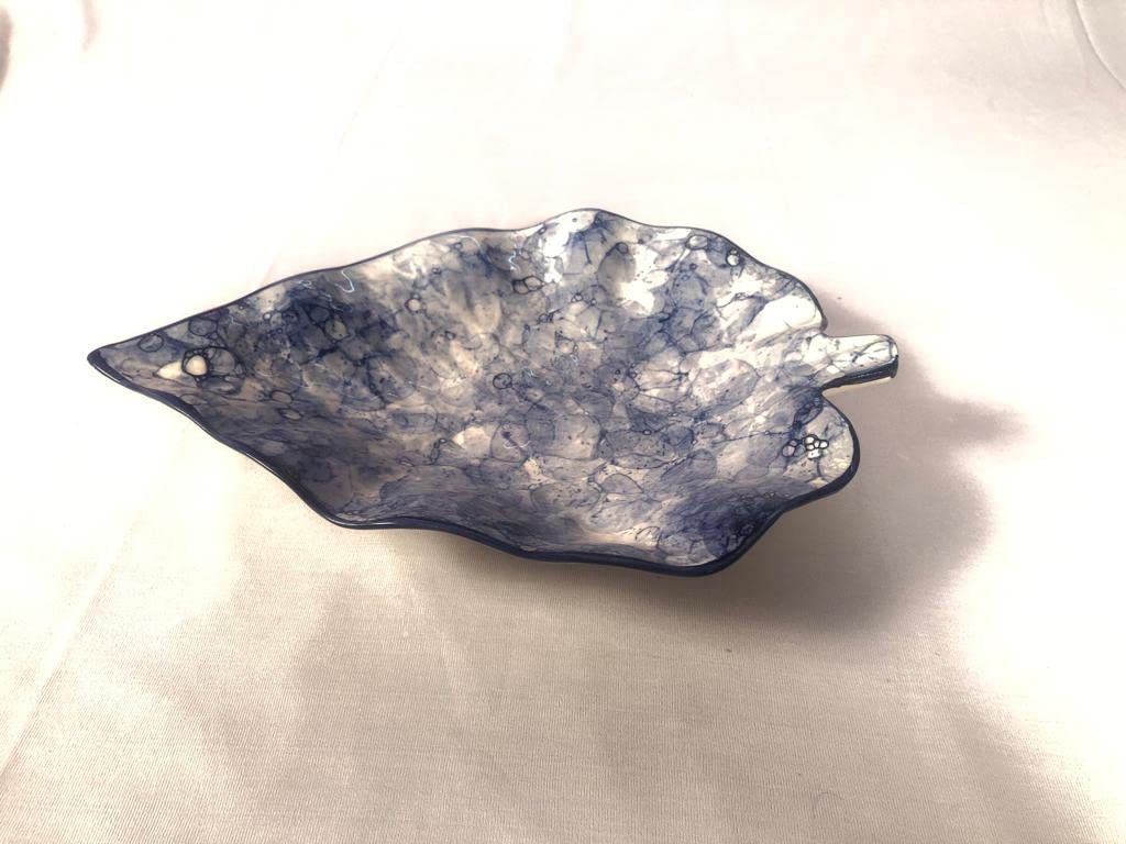 Raj Royal Ceramic Pan Shaped Serving Tray Hand Painted for Dinning Rooms - 1 Piece