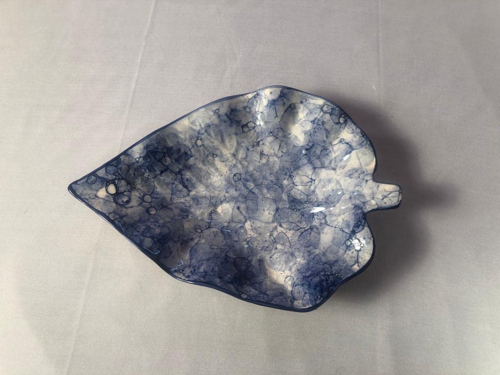 Raj Royal Ceramic Pan Shaped Serving Tray Hand Painted for Dinning Rooms - 1 Piece