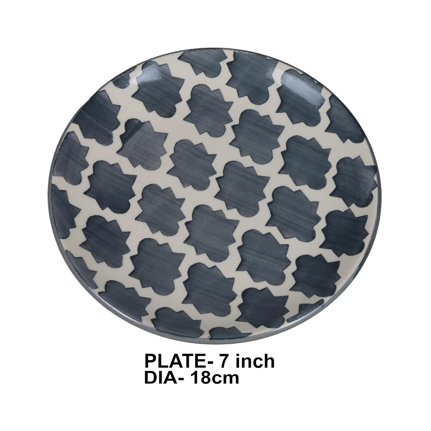 Ceramic 7 Inch Dinner Serving Plates - Set of 6 Pcs