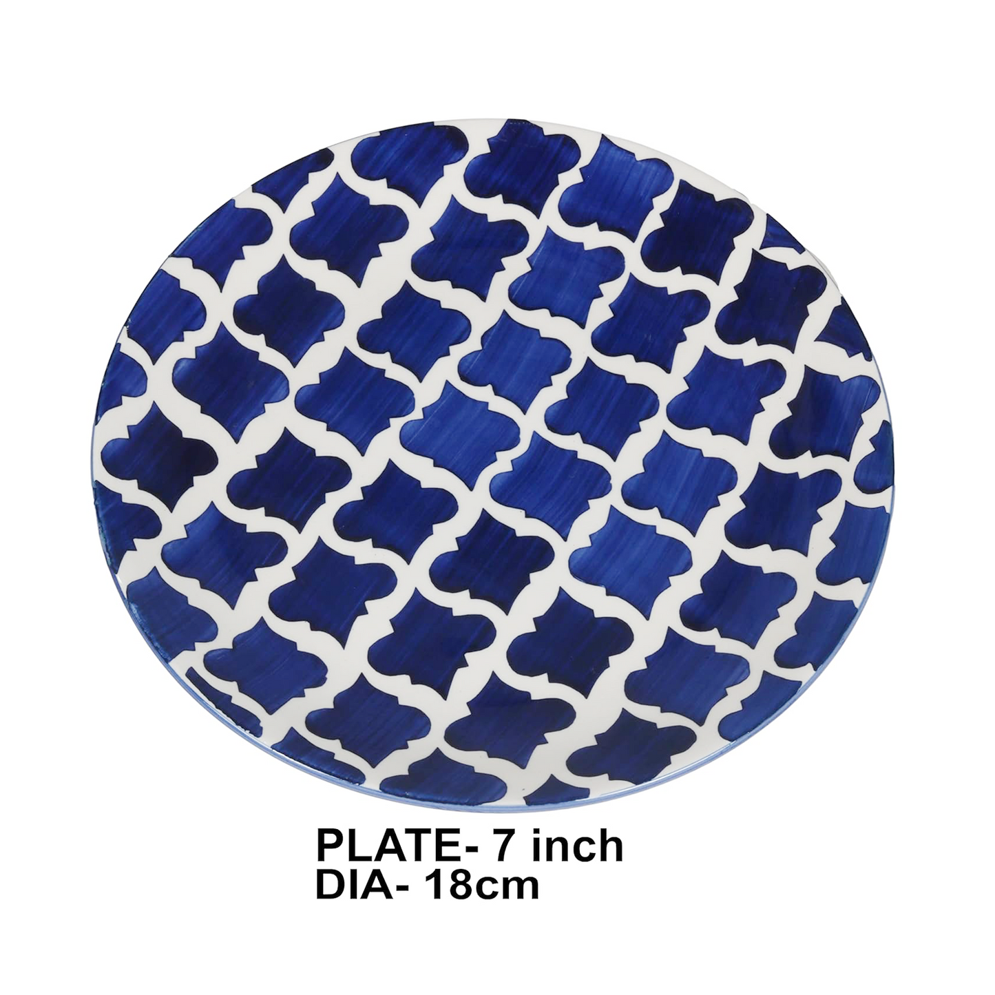 Ceramic 7 Inch Dinner Serving Plates - Set of 6 Pcs