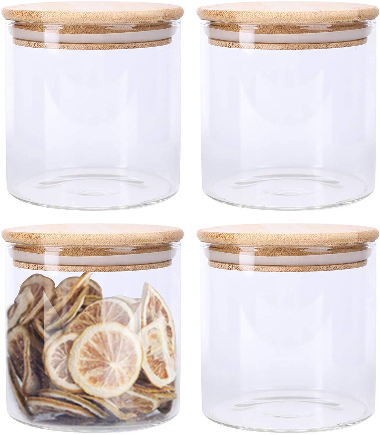 Raj Royal Airtight clear glass storage canister with wooden lid 500 ML Capacity