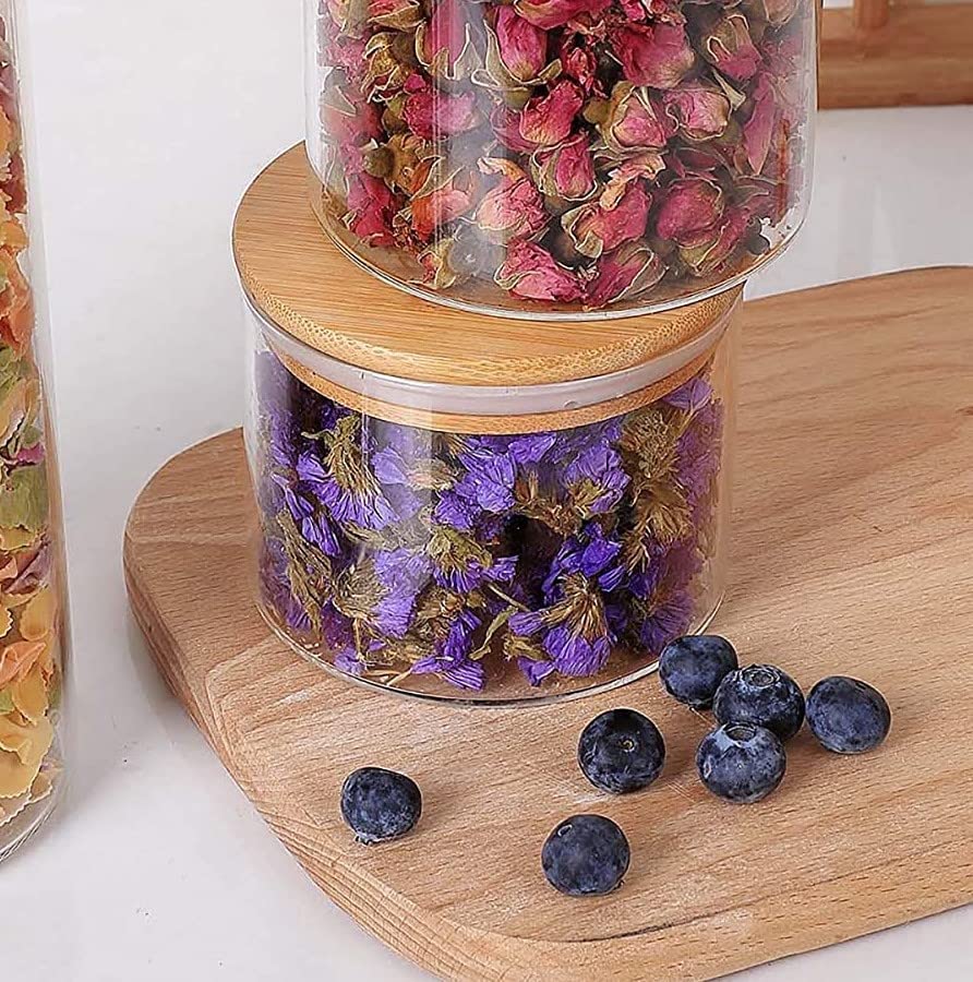 Raj Royal Airtight clear glass storage canister with wooden lid 500 ML Capacity