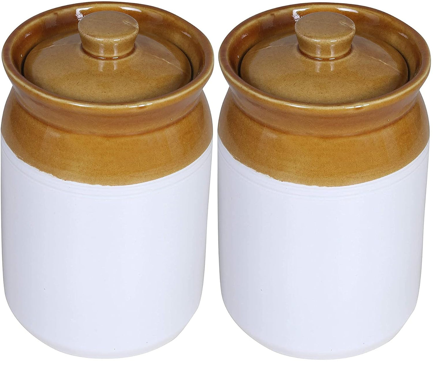 RAJ ROYAL Ceramic Pottery Hand Painted Cornichon Crockery Pulses Dry Fruit Tea Pickle Coffee Multipurpose Food Storage Jar Container with Lid For Kitchen Home