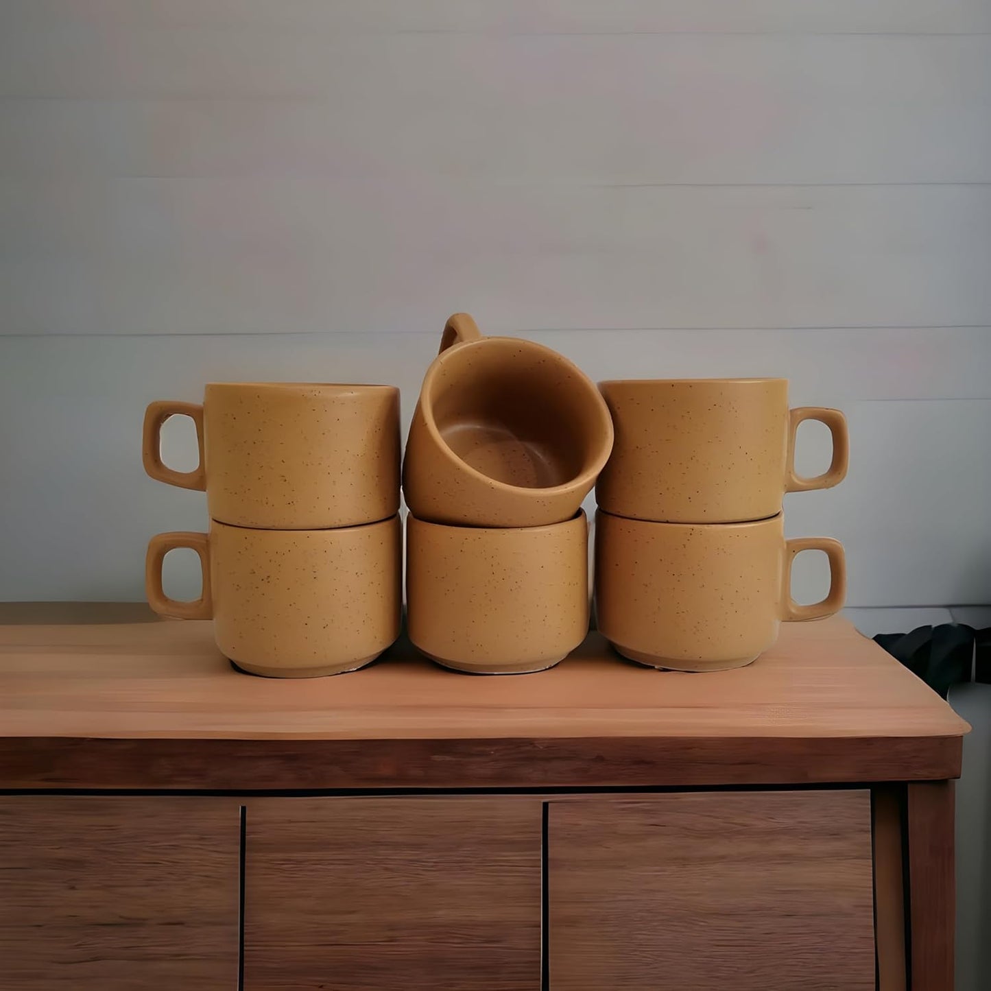RAJ ROYAL Ceramic Tea Coffee Cup Set of 6 Matt Finish ( Set of 6, 125 ML Each)