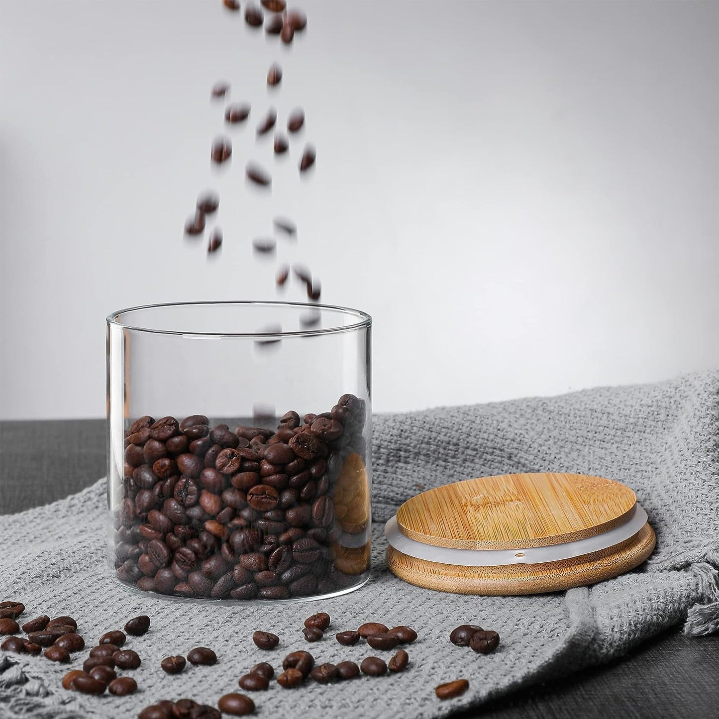 RAJ ROYAL Borosilicate Airtight Food Storage Jar with Wooden Lid Capacity 500 ML